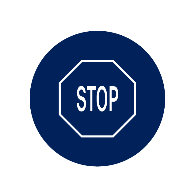 Stoppschild. Das bedeutet das ohne eine sorgfältige Qualitätskontrolle die Ware nicht weiterverarbeitet wird.