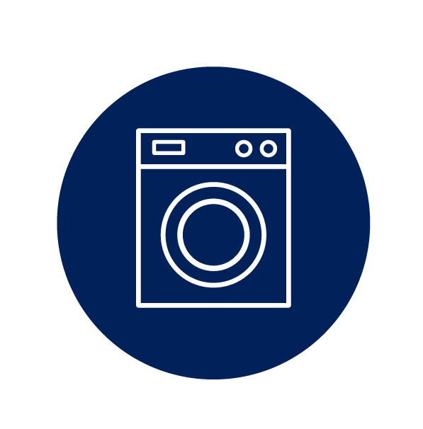 Waschmaschine Icon - Symbolisiert, das die freigegebenen Waren sorgfältig gewaschen und getrocknet werden.