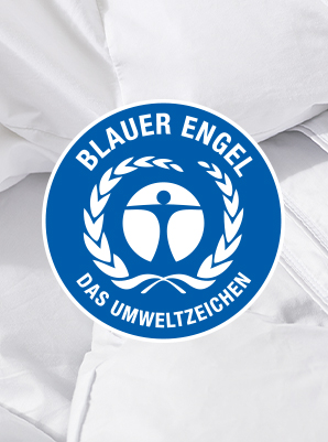 Das Blauer Engel Siegel für umweltbewusste Produktion von federgefüllten Bettwaren