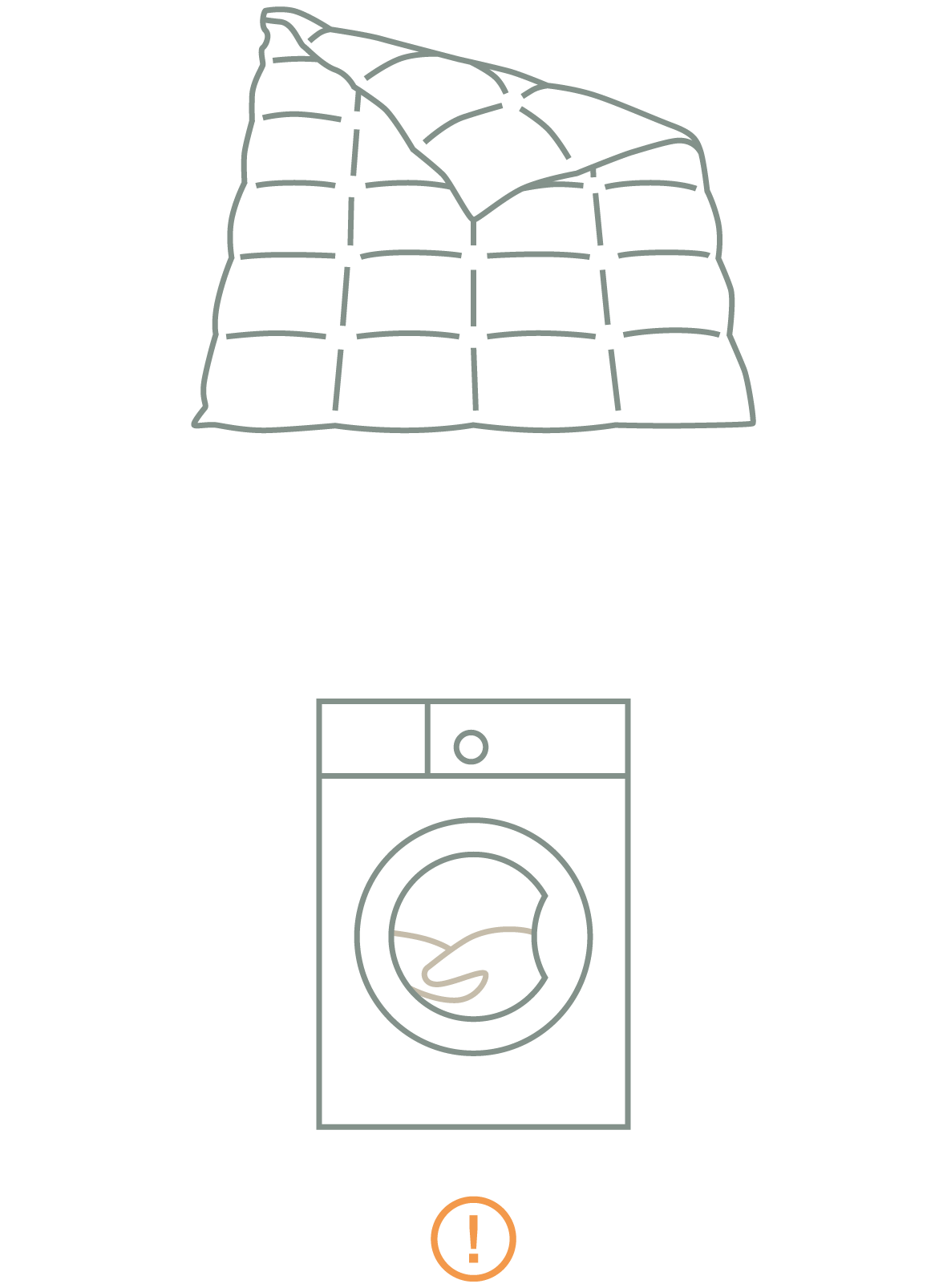 Daunendecke und Waschmaschine als Icons